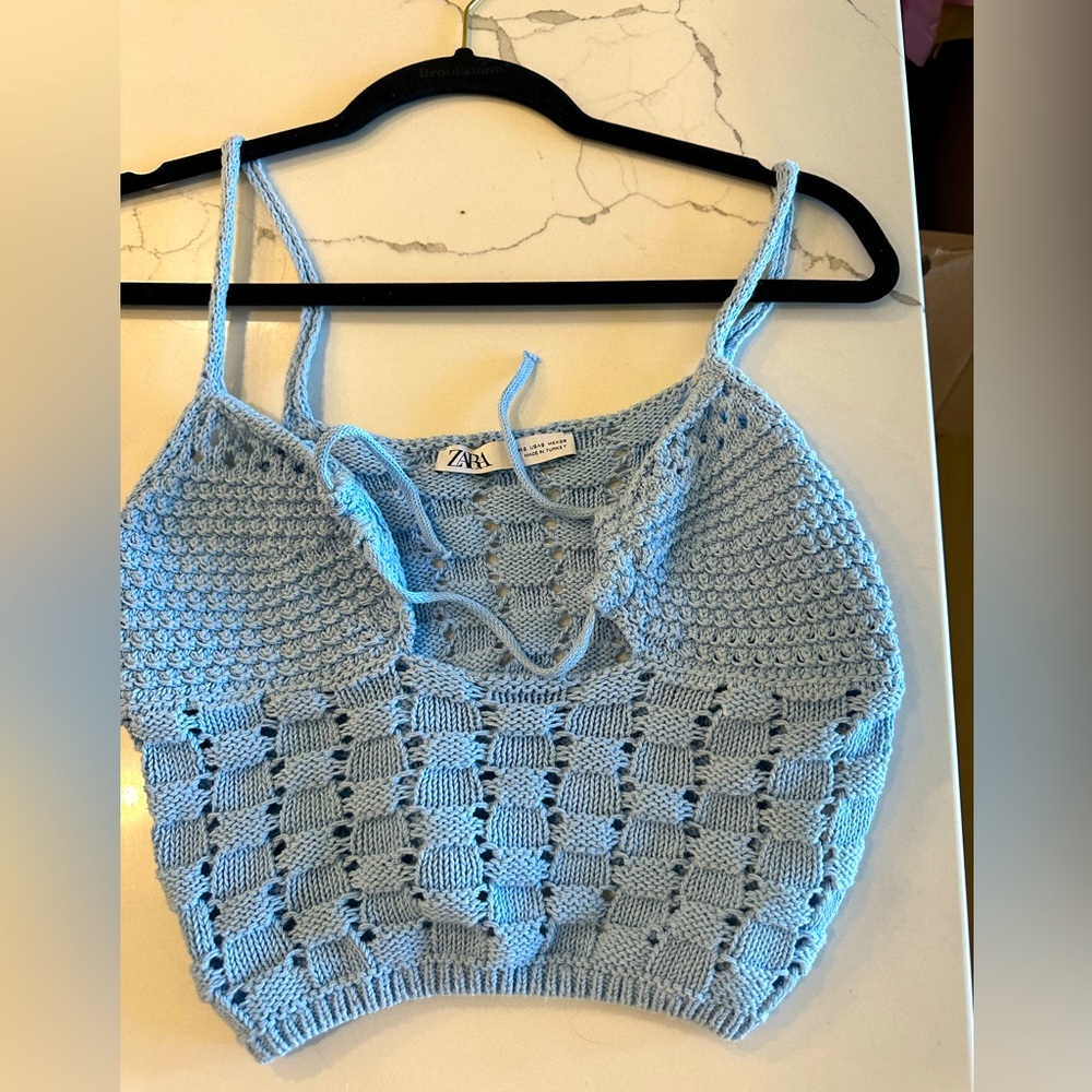 Light blue crotchet crop top